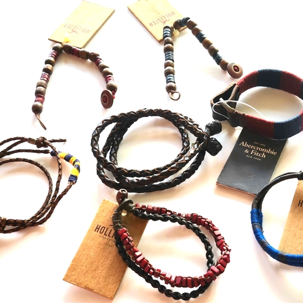 7pc AF HOLLISTER BRACELETS JUNIOR SIZE  NWOT ABERCROMBIE FITCH NEW